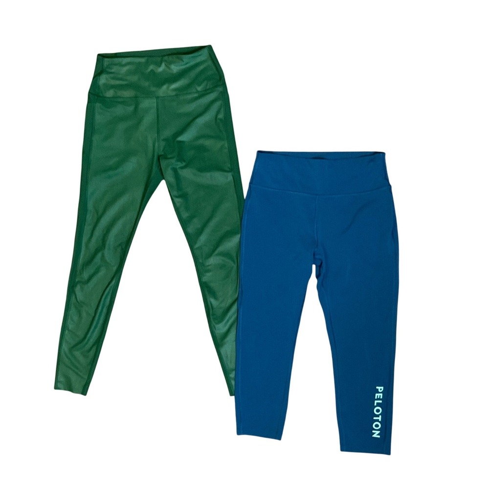 Peloton Womens High Waisted Activewear Leggings Bundle Green Teal Blue Size M
